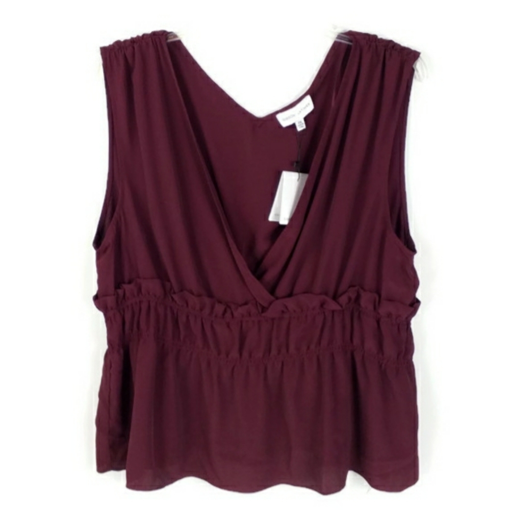 Gibson Latimer Sangria Sleeveless Dressy Shirred Blouse Womens XXL NWT